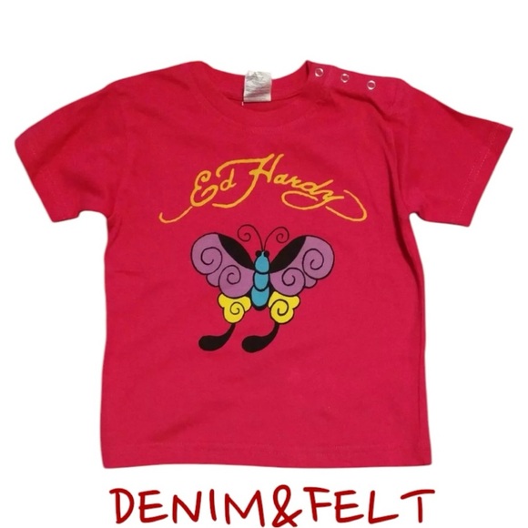Ed Hardy Baby Girl's Pink Butterfly Graphic T-Shirt/Tee | NEW/NWT!! 🦋 - Picture 1 of 6